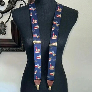 Pelican Unisex Suspenders Braces RARE PRINT!!  Hamburger Hotdogs, Pretzels